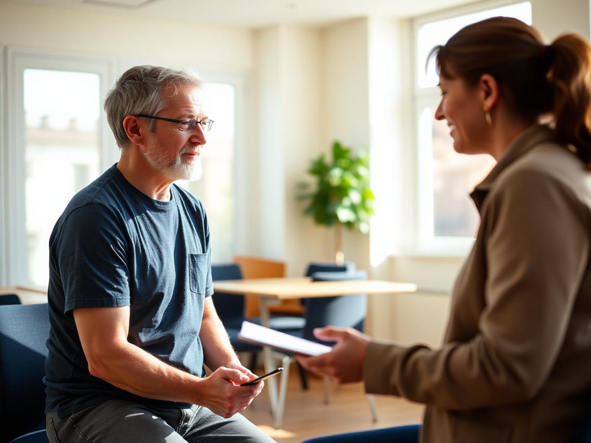 Deux personnes en échange lors d'un exercice d'accompagnement